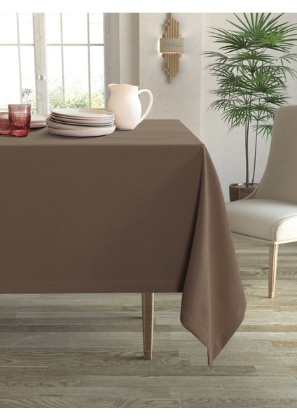 Kadife Dokulu Kaju Renk Masa Örtüsü