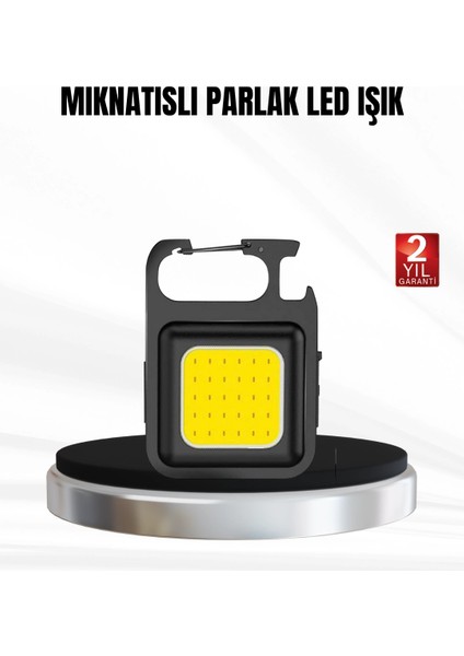 çınar ticaret şarjlı cob led anahtarlık fener – 4 modlu, manyetik ve katlanabilir standlı