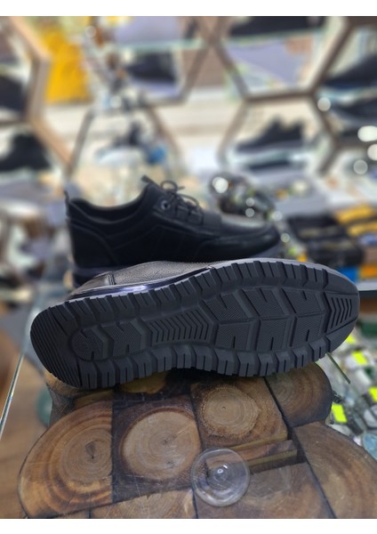 Siyah Deri Su Geçirmez Comfort Mevsimlik-Kışlık Lastik Bağcık Erkek Sneaker ayakkabı indirimleri