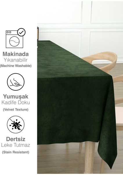 Daily Series Kadife Dokulu Zeytin Yaprağı Rengi Masa Örtüsü fırsatları