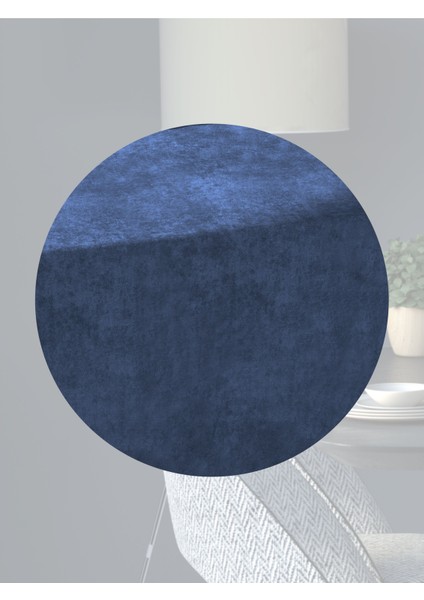 Kadife Efektli Marin Mavi Rengi Aura Serisi Runner 40 X 140