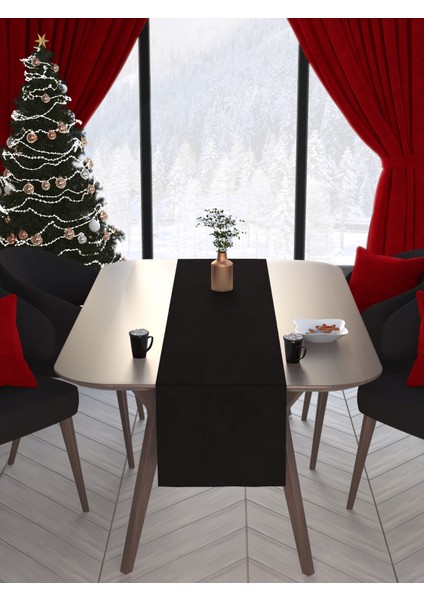 Kadife Dokulu Siyah Renk Daily Series Runner 40 X 140 fırsatları