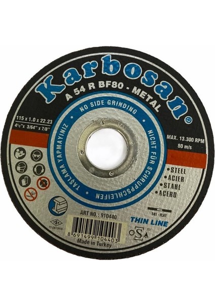 çınar ticaret karbosan 115x1,0x22 thinline metal kesici