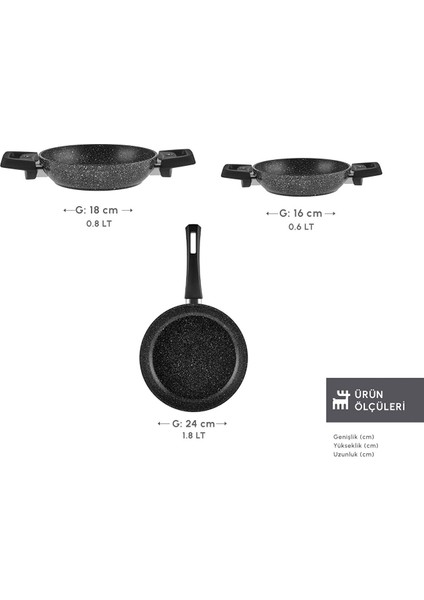 Bio Granit Dide 3'lü Tava Sahan Seti fiyatları