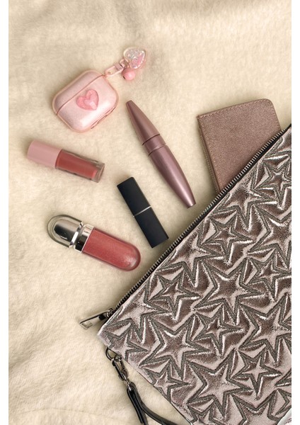 Yıldız Desenli Platin Portföy Çanta