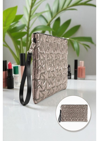 Yıldız Desenli Platin Portföy Çanta