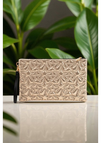 Yıldız Desenli Platin Portföy Çanta