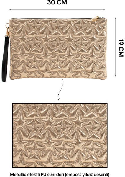 Yıldız Desenli Platin Portföy Çanta fırsatları