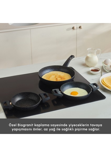 Bio Granit Dide 3'lü Tava Sahan Seti modelleri