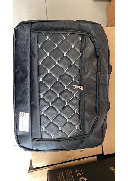 çınar ticaret rex baklava desenli 15,6 kumaş siyah-silver çizgili notebook çantası bilgisayar