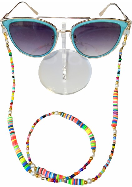 Fimo İnci Kum Boncuk Gözlük Zinciri - Kolye - Bileklik