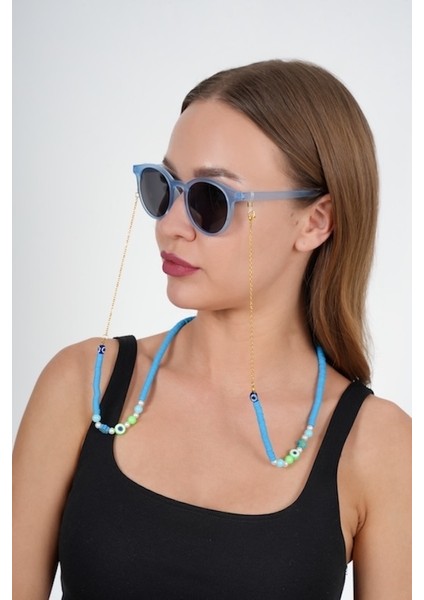 Fimo Renkli Gold Gözlük Zinciri - Kolye - Bileklik