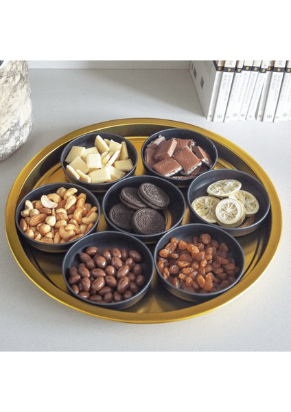 Home 7'li Çerezlik ve Tepsi Seti - Siyah & Gold fiyatları