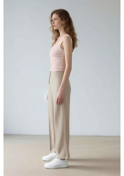 Standart Boy Kumaş Palazzo Pantolon Wide Leg Geniş Bol Paça Basic Düz Yüksek Bel C6402AX25SP