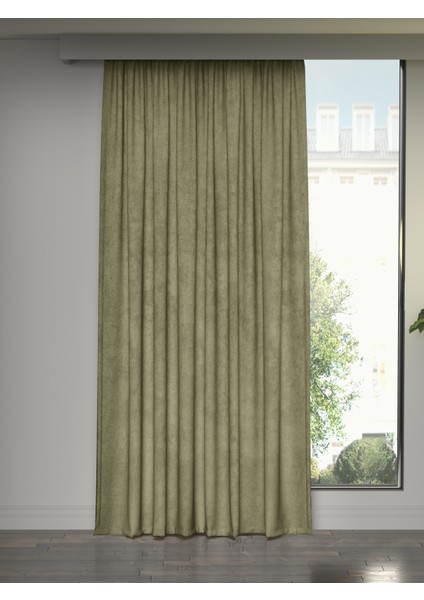 Kadife Dokulu Ada Çayı Ada Fon Perde Ekstrafor Büzgülü Dream Series