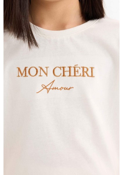 Kız Çocuk 2'li Takım Baskılı Kısa Kollu Tişört Şort Etek E1260A825SM