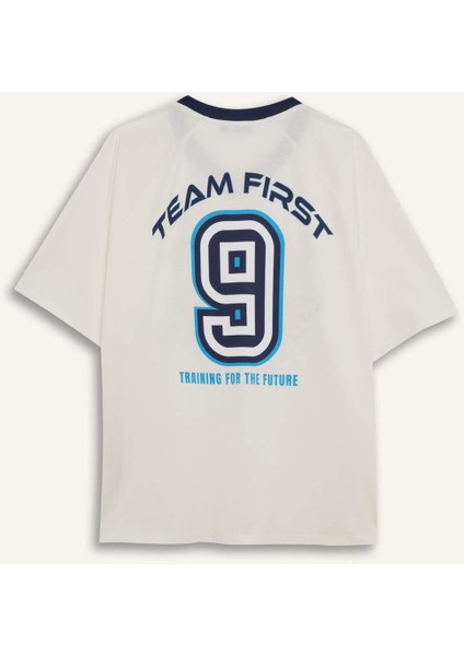 Coool Oversize Geniş Kalıp V Yaka Sırt Baskılı Kısa Kollu Tişört E4621AX25SM