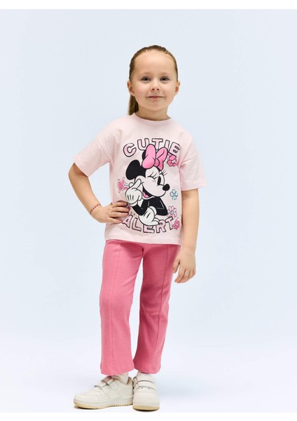 Kız Bebek Disney Mickey & Minnie 2'li Takım Kısa Kollu Tişört Fitilli Kaşkorse Beli Lastikli Tayt E4849A525SM