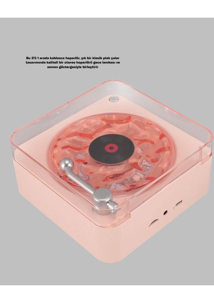 çınar ticaret retro bluetooth hoparlör – kristal ses, gece lambası, saatli tasarım modelleri