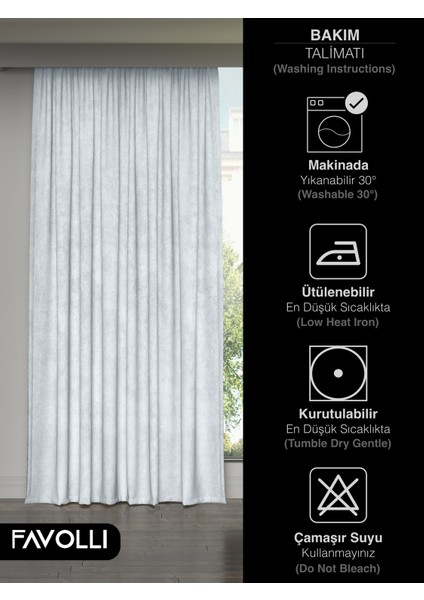 Kadife Dokulu Beyaz Ada Fon Perde Ekstrafor Büzgülü Dream Series