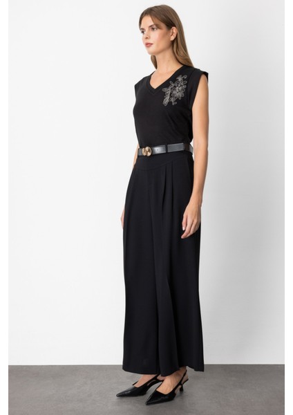 Kadın Beli Kemerli Pileli Pantolon 64121 Siyah fiyatları
