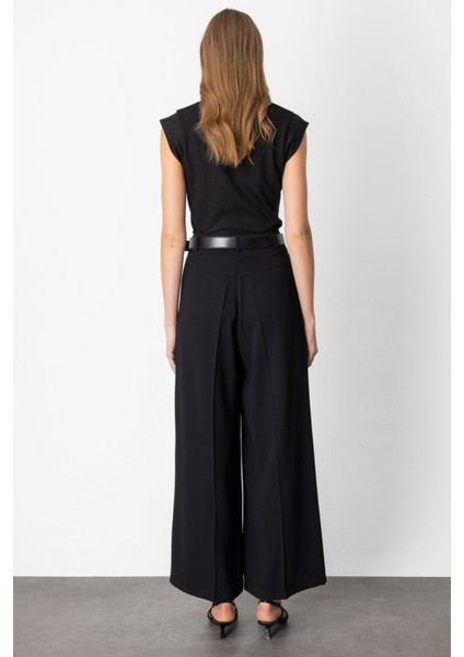 Kadın Beli Kemerli Pileli Pantolon 64121 Siyah fırsatları