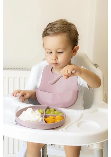 çınar ticaret pembe 3’lü silikon yemek seti – önlük + diş kaşıyıcılı kaşık + vakumlu tabak fırsatları