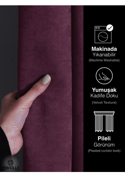 Kadife Dokulu Lavanta Pembesi Rengi Ada Fon Perde Ekstrafor Büzgülü Dream Series