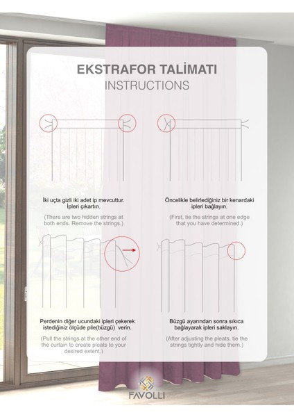 Kadife Dokulu Lavanta Pembesi Rengi Ada Fon Perde Ekstrafor Büzgülü Dream Series