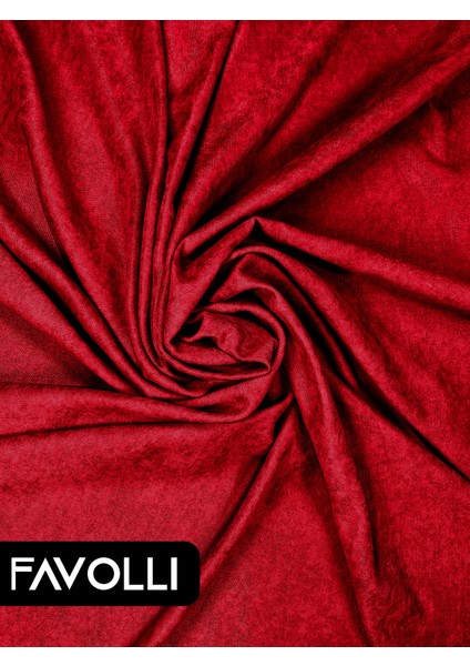 Kadife Dokulu Kırmızı Ada Fon Perde Ekstrafor Büzgülü Dream Series