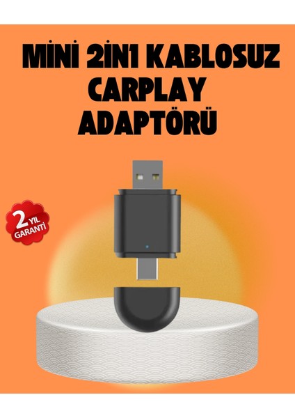 çınar ticaret kablosuz carplay ve android auto dönüştürücü – usb-a & type-c girişli akıllı adaptör