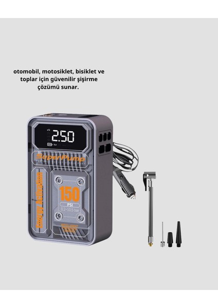 çınar ticaret şarjlı kablosuz hava pompası – 150 psı basınç, led ekran ve 6000mah batarya modelleri