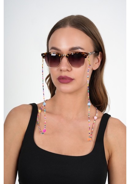 Fimo Kalpli Kum Boncuk Gözlük Zinciri - Kolye - Bileklik