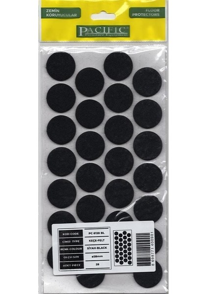 çınar ticaret pacific 6128 bl yapışkanlı keçe 28 mm siyah