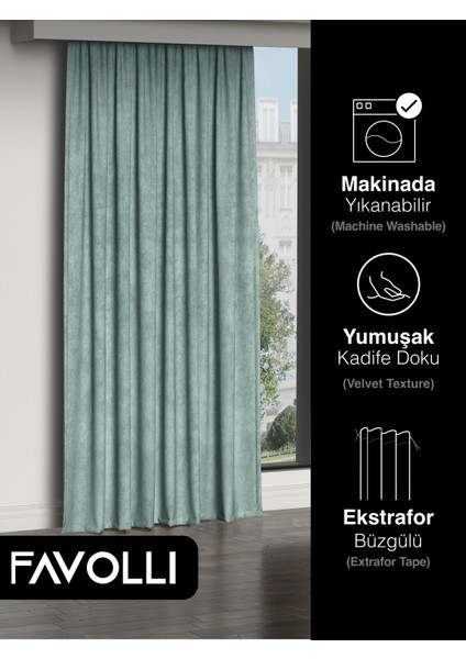 Kadife Dokulu Sis Mavisi Ada Fon Perde Ekstrafor Büzgülü Dream Series fırsatları