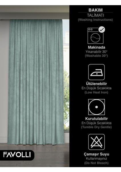 Kadife Dokulu Sis Mavisi Ada Fon Perde Ekstrafor Büzgülü Dream Series