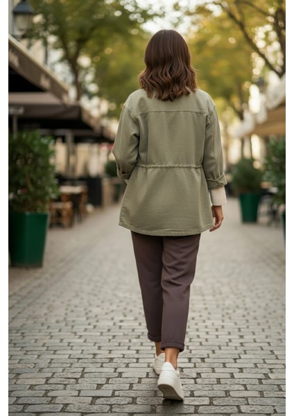 Sy & Black Kadın Çelik Örgü Beli Lastikli ve Bağcıklı Geniş Beden Aralıklı Jogger Pantolon 25P-03 Füme fırsatları