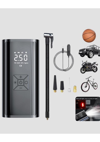 çınar ticaret kablosuz dijital lastik şişirme pompası led ışıklı 80w modelleri