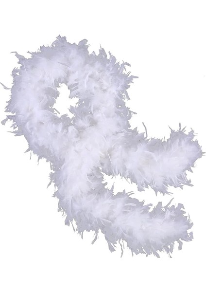 çınar ticaret beyaz renk kabarık kalın otriş boa tüy 6 cm genişlik 180-200 cm uzunluk