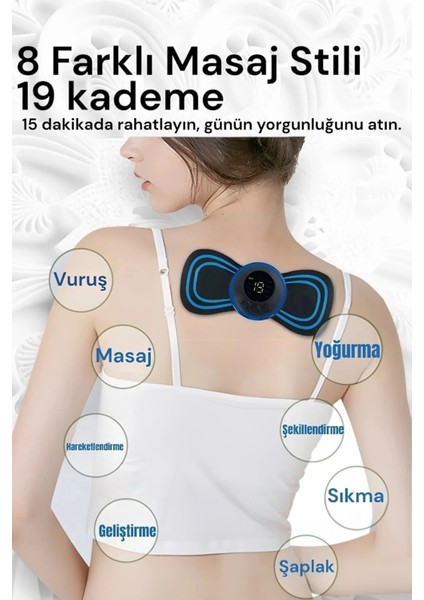 çınar ticaret 8 modlu mini şarjlı kelebek lcd ekran ems boyun omuz kol sırt elektrikli masaj bantı kas stimülatörü fiyatları