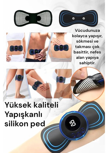 çınar ticaret 8 modlu mini şarjlı kelebek lcd ekran ems boyun omuz kol sırt elektrikli masaj bantı kas stimülatörü modelleri
