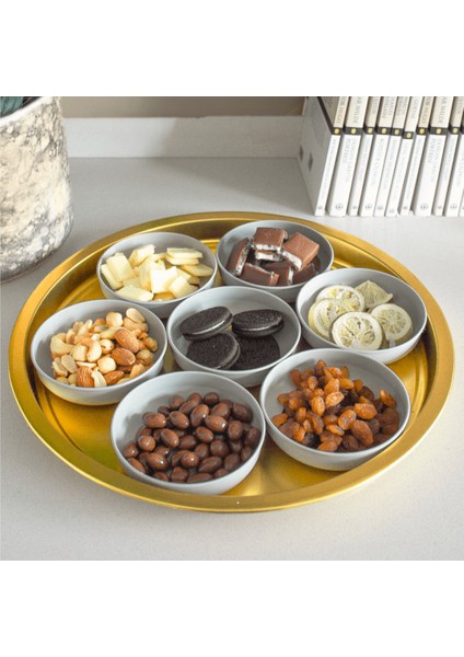 Home 7'li Çerezlik ve Tepsi Seti - Krem & Gold fiyatları