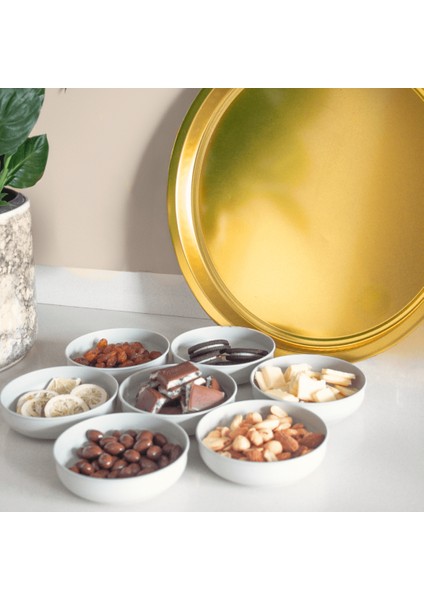 Home 7'li Çerezlik ve Tepsi Seti - Krem & Gold modelleri