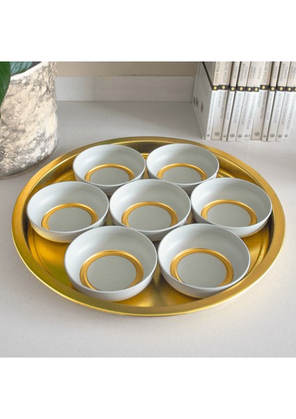 Home 7'li Çerezlik ve Tepsi Seti - Krem & Gold fırsatları