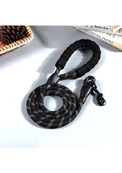 çınar ticaret köpekler ıçin gezdirme tasması reflektörlü 130 cm halat orta ve büyük boy köpekler ıçin siyah