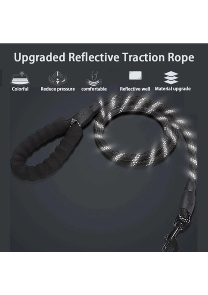çınar ticaret köpekler ıçin gezdirme tasması reflektörlü 130 cm halat orta ve büyük boy köpekler ıçin siyah modelleri