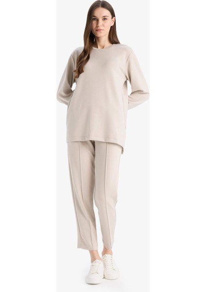 Regular Fit Beli Lastikli Cepli Basic Düz Pantolon E1954AX25SP