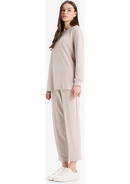 Regular Fit Beli Lastikli Cepli Basic Düz Pantolon E1954AX25SP