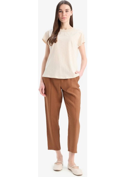 Lastikli Bel Bağcıklı Basic Düz Paça Jogger Pantolon D2573AX25SP