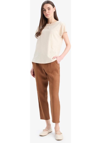 Lastikli Bel Bağcıklı Basic Düz Paça Jogger Pantolon D2573AX25SP